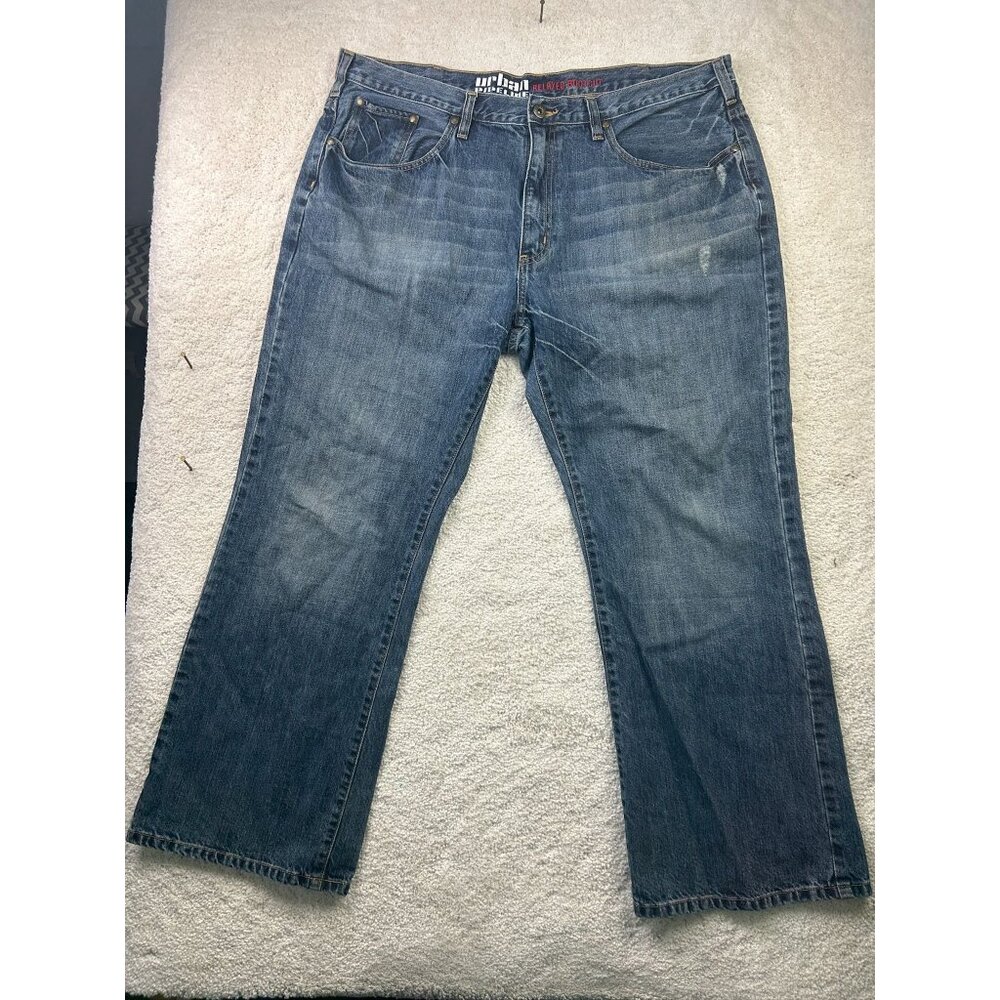 Urban Pipeline Mens Relaxed Bootcut Jeans 40x30 Blue Denim‎ Casual Everyday Wear